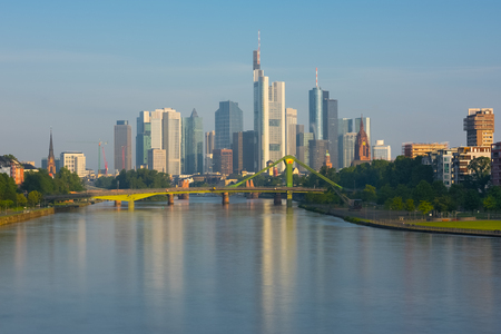 Cityscape of Frankfurt in a sunny summer morningの写真素材