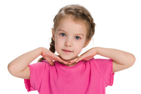 A portrait of an adorable smiling little girlの写真素材