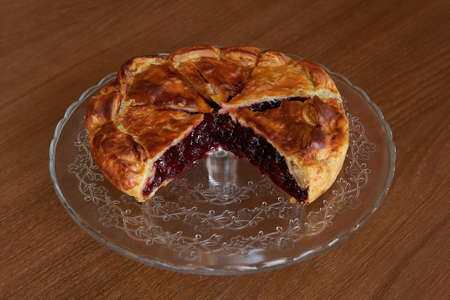 Sweet cherry pie with crispの写真素材