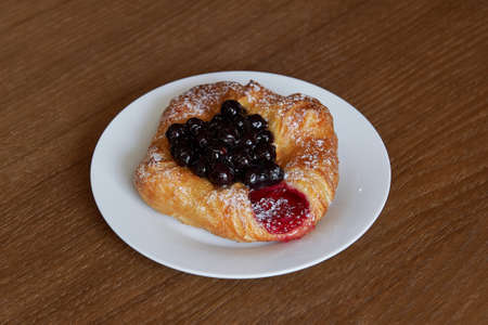 puff with currant slices and jamの写真素材