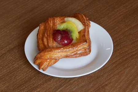 puff pastry danish with fruitsの写真素材