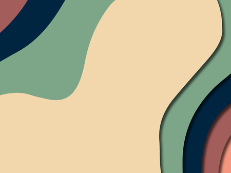 Paper art cartoon abstract waves. Paper carve background. Modern origami design template.Paper cut background. Abstract realistic paper decoration for design texturedの写真素材