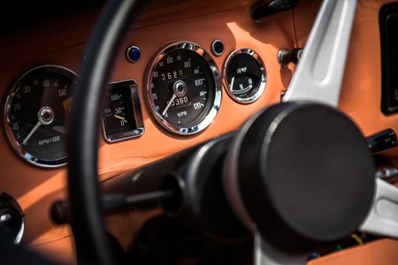 Dashboard of retro automobileの写真素材