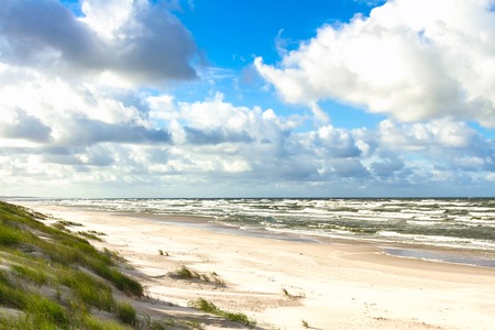 White sand beach  View to Baltic Sea Costline  Curonian Spit, Nida, Neringa, Lithuaniaの写真素材
