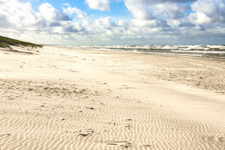 White sand beach. View to Baltic Sea Costline. Curonian Spit, Nida, Neringa, Lithuaniaの写真素材