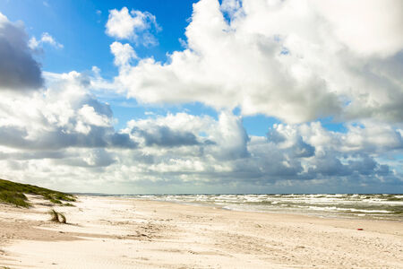 White sand beach. View to Baltic Sea Costline. Curonian Spit, Nida, Neringa, Lithuaniaの写真素材