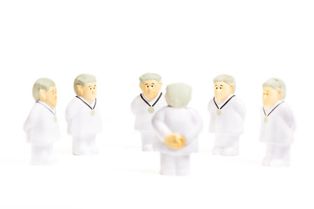 Doctors characters on white background. Medical negotiation or consulting conceptの写真素材