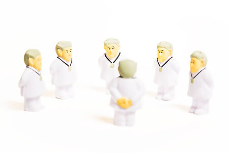 Doctors characters on white background. Medical negotiation or consulting conceptの写真素材