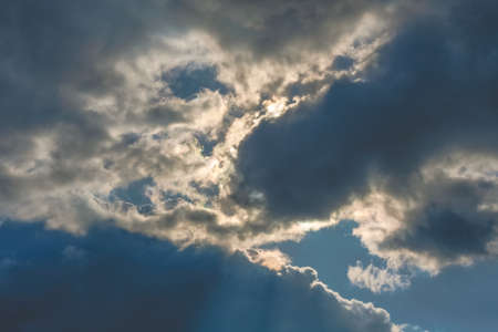 Dramatic clouds on blue sky backgroundの写真素材