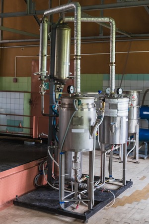 Tank equipment. Pharmaceutical and chemical industry. Manufacture on plantの写真素材