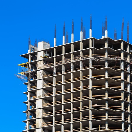 Building construction on blue sky backgroundの写真素材