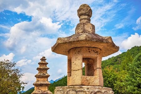 Stone religious old monument landmark in South Koreaの写真素材