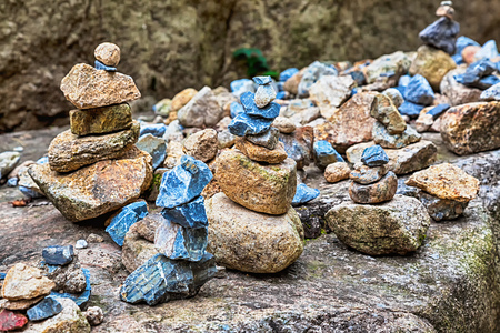Religious statuettes construction or built from stones in South Koreaの写真素材