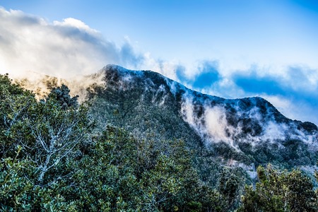 Mountains with clouds landscape in Tenerife island, Spainの写真素材