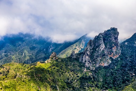 Mountains with clouds landscape in Tenerife Canary island, Spainの写真素材