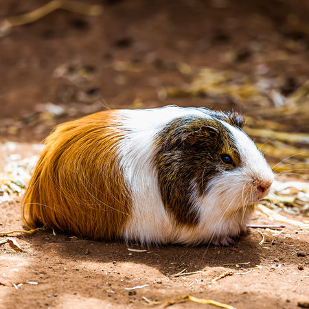 Guinea pig or hamster on the groundの写真素材