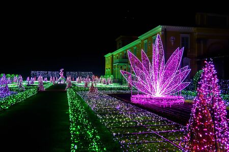 Royal Garden of Lights at Wilanow Palace at Nightのeditorial素材