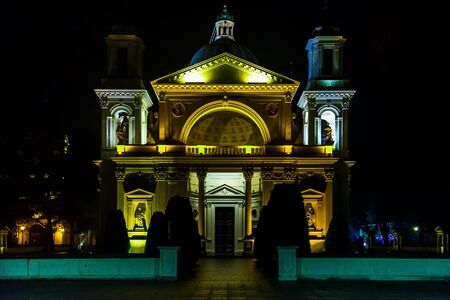 Saint Anne's Church in Wilanow District at Nightの写真素材