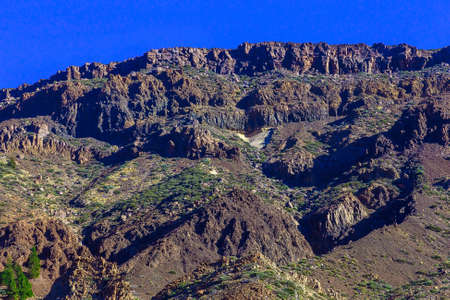 Rocky Mountains landscape on Tenerife Canary island in Spain at Day with Blue Skyの写真素材