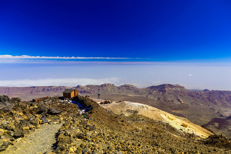 View on Teide National Park Landscape from Top of Volcano and the highest place in Europe on Tenerife Canary Island in Spainの写真素材