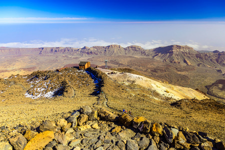 View on Teide National Park Landscape from Top of Volcano and the highest place in Europe on Tenerife Canary Island in Spainの写真素材
