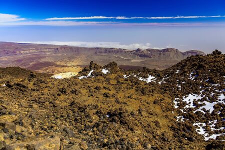 View on Teide National Park Landscape from Top of Volcano and the highest place in Europe on Tenerife Canary Island in Spainの写真素材