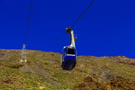 Cableway or Funicular with Cabine on Teide National Park on Tenerife Canary Island in Spainの写真素材