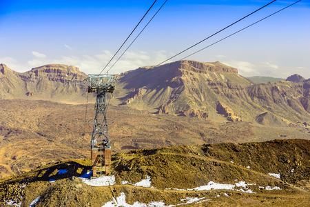 Cableway or Funicular on Teide National Park on Tenerife Canary Island in Spainの写真素材