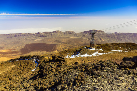 Cableway or Funicular on Teide National Park on Tenerife Canary Island in Spainの写真素材