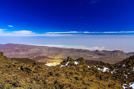View on Teide National Park Landscape from Top of Volcano and the highest place in Europe on Tenerife Canary Island in Spainの写真素材