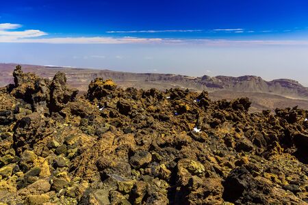 View on Teide National Park Landscape from Top of Volcano and the highest place in Europe on Tenerife Canary Island in Spainの写真素材
