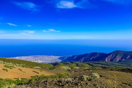 Coast or Shore of Atlantic Ocean Landscape with City on Tenerife Canary Island in Spainの写真素材