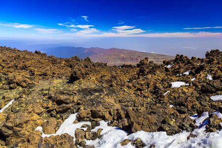 View on Teide National Park Landscape from Top of Volcano and the highest place in Europe on Tenerife Canary Island in Spainの写真素材