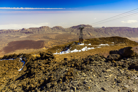 Cableway or Funicular on Teide National Park on Tenerife Canary Island in Spainの写真素材
