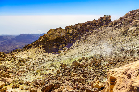 View on Teide Volcano Crater in Tenerife Canary Island in Spainの写真素材