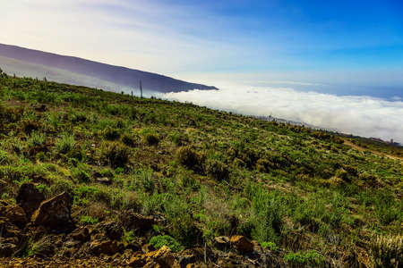 Landscape with Blue Sky and Clounds on Tenerife Island in Spain at Dayの写真素材