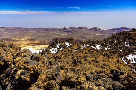 View on Teide National Park Landscape from Top of Volcano and the highest place in Europe on Tenerife Canary Island in Spainの写真素材