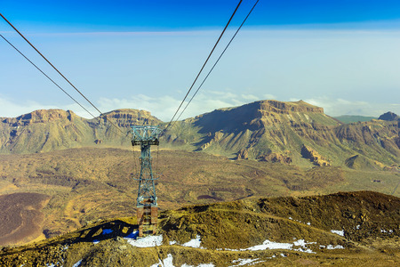 Cableway or Funicular on Teide National Park on Tenerife Canary Island in Spainの写真素材