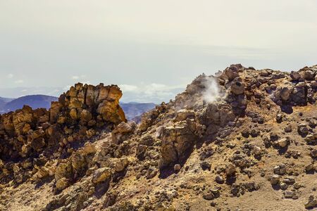 View on Teide Volcano Crater in Tenerife Canary Island in Spainの写真素材