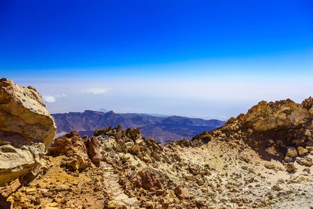 View on Teide National Park Landscape from Top of Volcano and the highest place in Europe on Tenerife Canary Island in Spainの写真素材