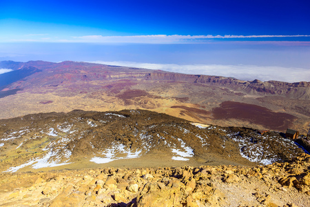 View on Teide National Park Landscape from Top of Volcano and the highest place in Europe on Tenerife Canary Island in Spainの写真素材