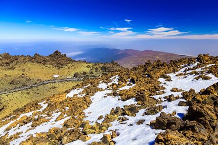 View on Teide National Park Landscape from Top of Volcano and the highest place in Europe on Tenerife Canary Island in Spainの写真素材