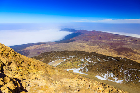 View on Teide National Park Landscape from Top of Volcano and the highest place in Europe on Tenerife Canary Island in Spainの写真素材