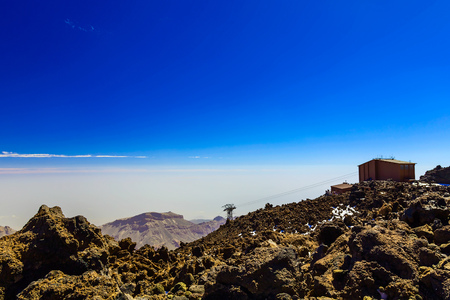Cableway or Funicular on Teide National Park on Tenerife Canary Island in Spainの写真素材
