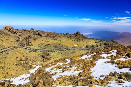 View on Teide National Park Landscape from Top of Volcano and the highest place in Europe on Tenerife Canary Island in Spainの写真素材