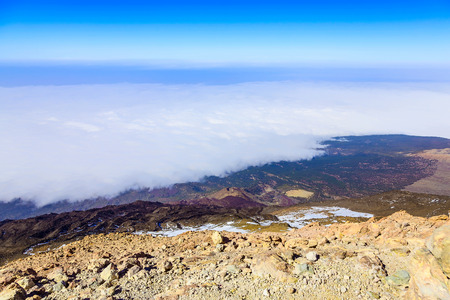 View on Teide National Park Landscape from Top of Volcano Crater and the highest place in Europe on Tenerife Canary Island in Spainの写真素材