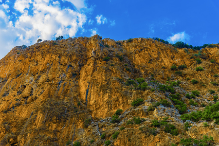 View on Rocky Mountain at Sunset on Blue Sky with Clouds in Alanya, Turkeyの写真素材