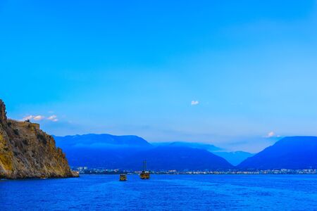 View on Coast or Shore from Sea or Water in Alanya, Turkeyの写真素材