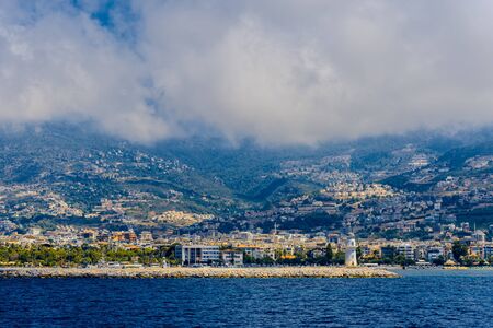 View of Alanya's city and port with the lighthouse, Turkeyのeditorial素材