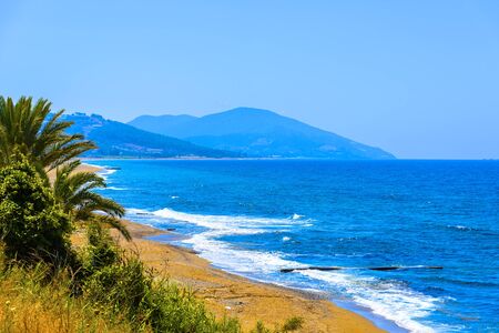 View on Beach on Coast or Shore Sea at Day in Alanya, Turkeyの写真素材